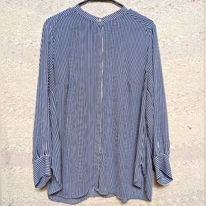 Loft Plus Women's Striped Blue and White Blouse Sz 18